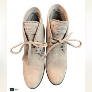 Brand new (without box) PRADA Suede Desert Wedge Ankle Boots, Size 8